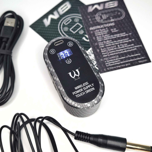 Бездротовий блок живлення AVA W8 для тату машинки (тату акумулятор, power bank 1900 мАг)