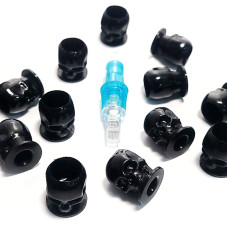 L Капсы-черепа 15 мм. 50 шт./100 шт. Черные (Колпачки для краски)