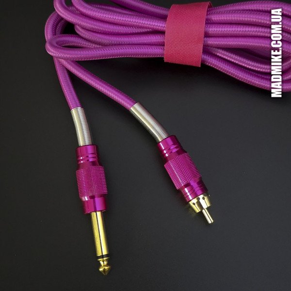 RCA корд у текстильному фіолетовому обплетенні для тату машинки